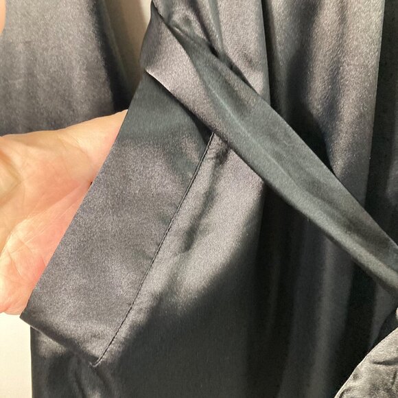 Womens Vintage 90s Victorias Secret Satin Robe Short Black OS Polyester 1/2 Slee - Picture 9 of 12